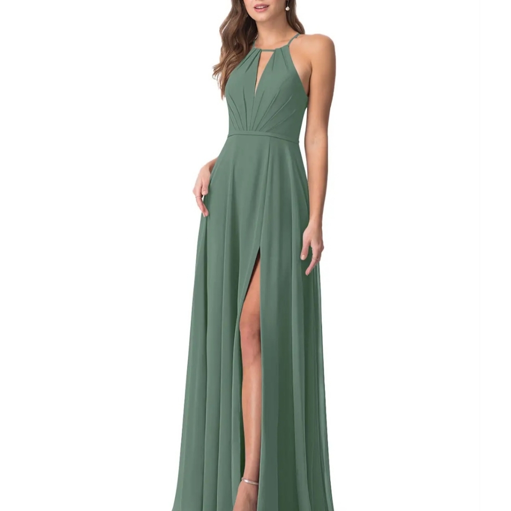 Azazie Green Halter Wedding Dress